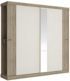 Vente-unique Kledingkast - 2 schuifdeuren - L231 cm - Eiken en ivoorkleur - ADALRIK
