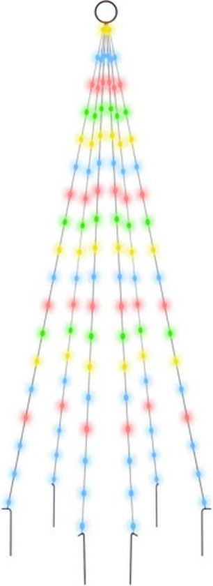 vidaXL Vlaggenmast Kerstboom 108 LED's Meerkleurig 180 cm