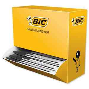 BIC Cristal Medium Balpennen Zwart/Transparant 100 Stuks