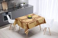 Bonamaison Tafelkleed, Anti-Mold, Sneldrogend, Waterdicht, 100% Polyester Tafellaken, Bruine tinten, 140 x 140 Cm