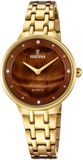 Festina F20601/C Dameshorloge Goudkleurig Staal Bruine Wijzerplaat