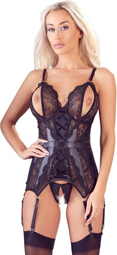 Cottelli Collection Crotchless Basque XL - Zwart - XL