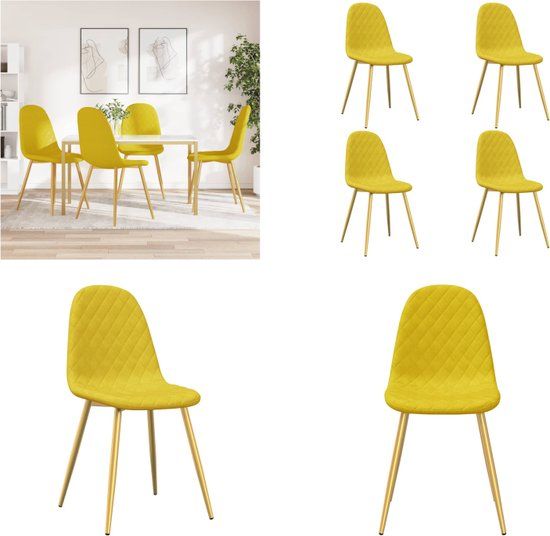 vidaXL Eetkamerstoelen 4 stuks fluweel mosterdgeel