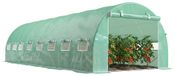 Serre avec couverture en film - 24 m² - 8 x 3 x 2 mètres - 16 fenêtres - Cadre en acier galvanisé - Film vert imperméable