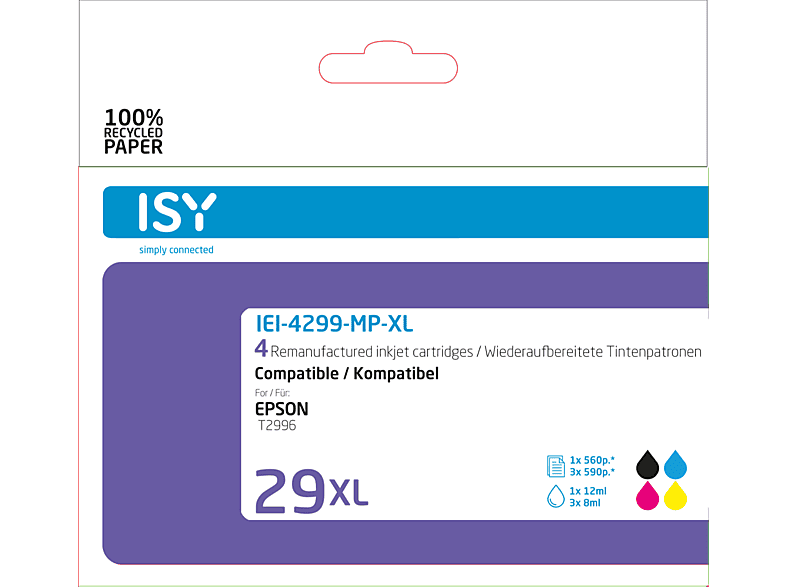 ISY Multipack 4 Epson 29XL BK/C/M/Y