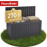Floordirekt Tuinbox in houtlook - Antraciet - 117 x 53 x 55 cm (270 L) - Weerbestendige Kussenbox voor Terras & Balkon