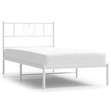 vidaXL Bedframe met hoofdbord metaal wit 100x190 cm