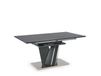 Icecat Table à manger avec plateau en verre et pied en acier gris 160-200cm