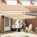 Maison Exclusive - Parasol manuel, 4 x 3,5 mètre, rayé jaune, gris et blanc