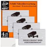 Merkloos Bewakingsborden - Waarschuwingsstickers - Beveiliging Perceel - Weerbestendig Aluminium - 4 stuks 100mm - Wit