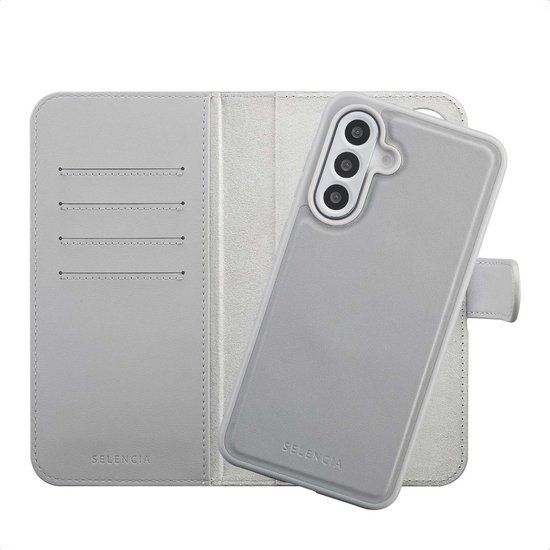 Selencia Hoesje - Geschikt voor Samsung Galaxy A56 (5G) - Olyn Uitneembare Bookcase met Magnetische Ring - Grijs