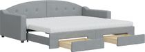 vidaXL Schlafcouch mit Ausziehbett und Schubladen 90x200 cm Stoff Hellgrau