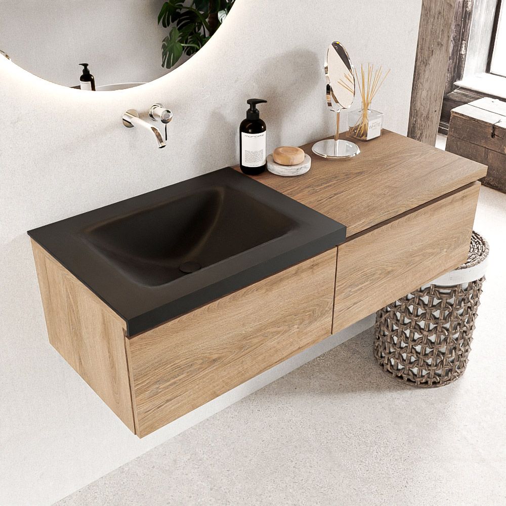 Mondiaz Bukla badmeubel links 2 lades 120 washed oak en urban