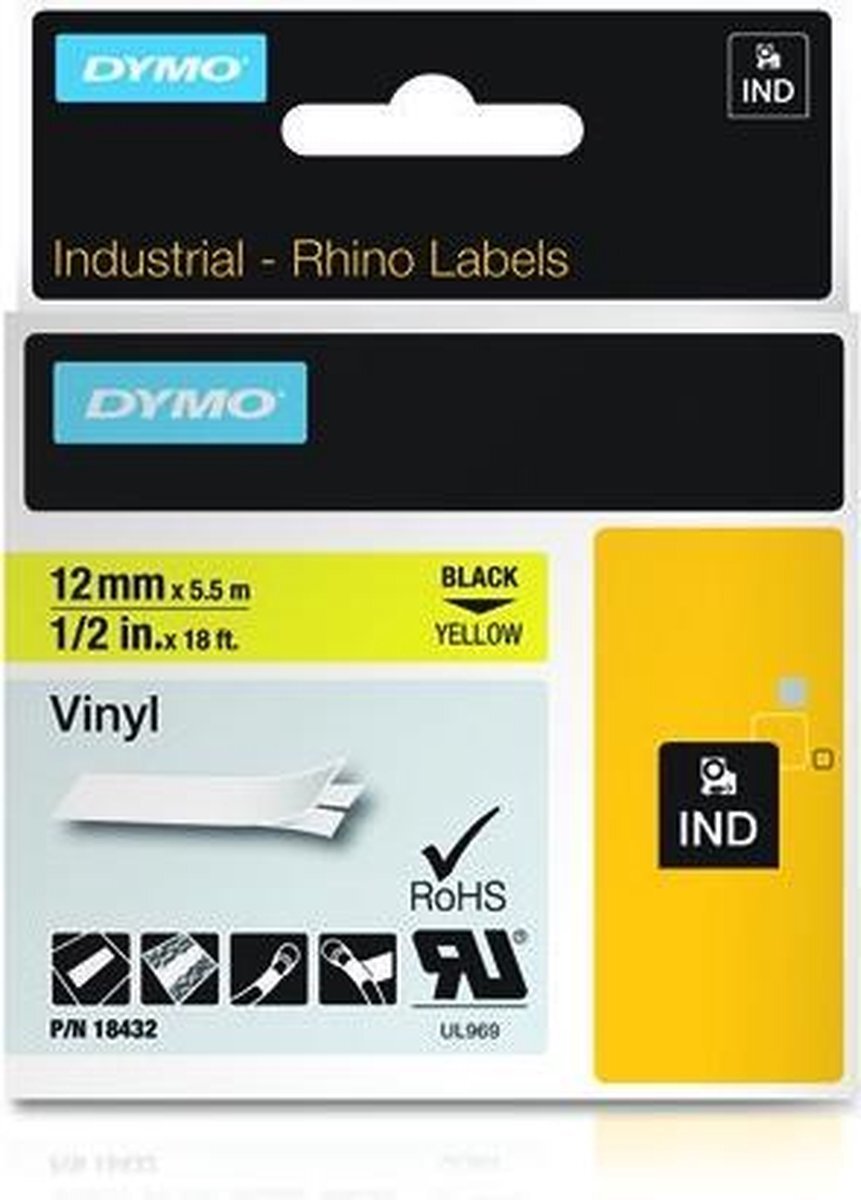 DYMO 18432 labelprinter-tape Zwart op geel