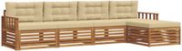 vidaXL - Bank loungeset - 5 zitplaatsen - Natuurlijk en beige - Acacia hout