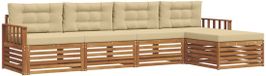 vidaXL - Bank loungeset - 5 zitplaatsen - Natuurlijk en beige - Acacia hout