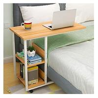 FBFFB Nachtkastje C-vormige basis Laptopbureau Thuiskantoor Draagbaar Computerbureau Tafel Sofa Tafel Zijkant, Koffie, Snack, Opbergtafel met Wielen voor Thuis, Woonkamer, Kantoor voor Woonkamer (Walnut 80x