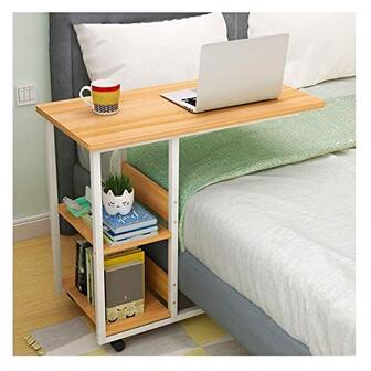 FBFFB Nachtkastje C-vormige basis Laptopbureau Thuiskantoor Draagbaar Computerbureau Tafel Sofa Tafel Zijkant, Koffie, Snack, Opbergtafel met Wielen voor Thuis, Woonkamer, Kantoor voor Woonkamer (Walnut 80x
