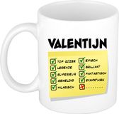 Bellatio Decorations Naam mok Valentijn - wit - top gozer - keramiek - 300 ml - cadeau collega beker