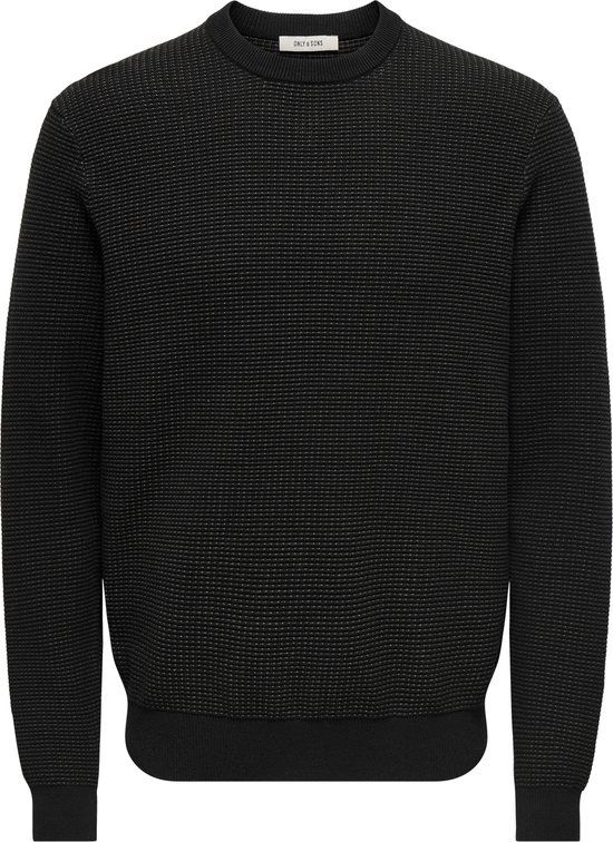 ONLY&SONS Heren Gebreide Trui Zwart Katoen Maat L