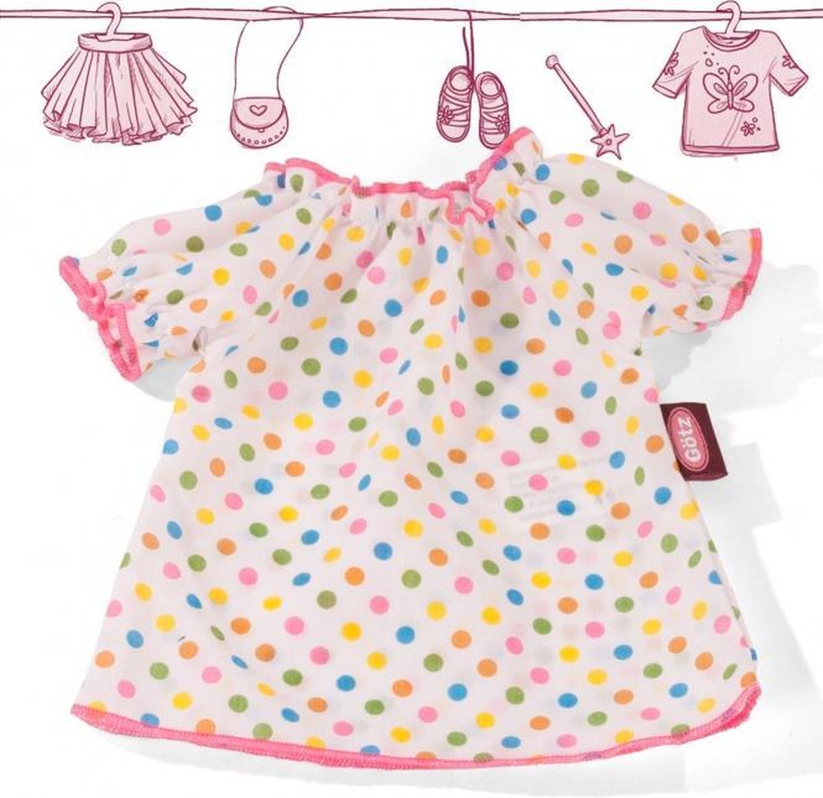 Gotz Götz poppenkleding stippen zomerjurk voor 33cm S pop en 36cm XM pop