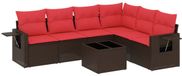 vidaXL 7-delige loungeset voor de tuin met kussens, marron, van polyrotan