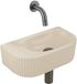 QeramiQ Fuente mitigeur de lavabo – demi-rond – 40x21.5x12 cm – céramique beige – robinet gunmetal – nervuré