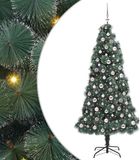 vidaXL Kunstmatige voorverlichte kerstboom met ballenset groen 210 cm