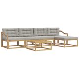 vidaXL - Buiten - bank - set - 6 - st - Wit - en - Lichtgrijs - Polyester