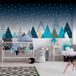 Ambiance Sticker Muursticker voor kinderen - Gigantische muursticker voor kinderen met Scandinavische bergen (TIPIKA-BERGEN) + 100 lichtgevende sterren - 120x200 cm