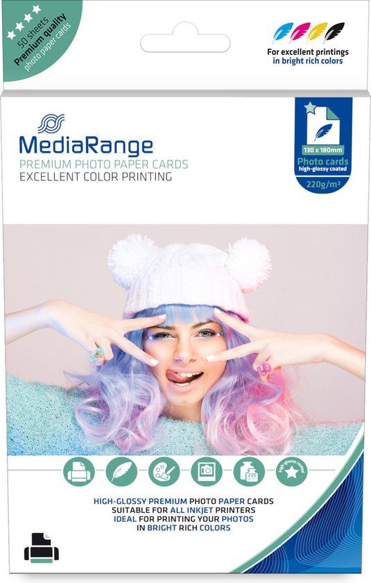 MediaRange MRINK114 Pakken fotopapier wit 18 cm 13 cm