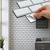 WALPLUS 28,5 x 14 cm @24 stuks Off White Metro Baksteen Tegel Sticker Backsplash Tegel Verf Stok op Tegels Peel en Stick Zelfklevende Muurtegels Stickers voor Keuken Badkamer Tegel Transfer