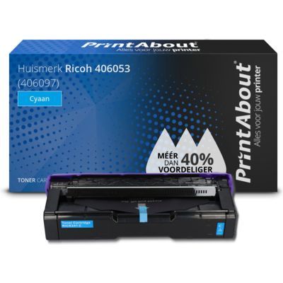 PrintAbout Huismerk Ricoh 406053 (406097) Cyaan Toner | Compatibel