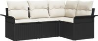 vidaXL Tuinbank Set Zwart Polyrattan