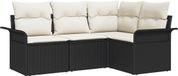 vidaXL Tuinbank Set Zwart Polyrattan