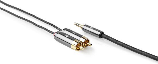 Nedis Stereo Audio Kabel - 3.5mm Male naar 2x RCA Male - 5m - Gun Metal Grijs