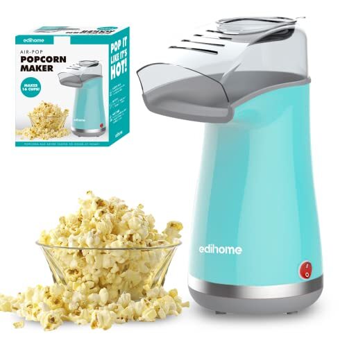 edihome Popcornmachine, elektrisch, palomiter, 1200 W, incl. doseerlepel, palomiter, popcorn in 2 minuten, popcorn (blauw)