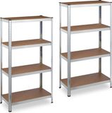 Merkloos Relaxdays 2x opbergrek verzinkt - stellingkast 4 etages - tot 280 kg - opbergkast - kelder