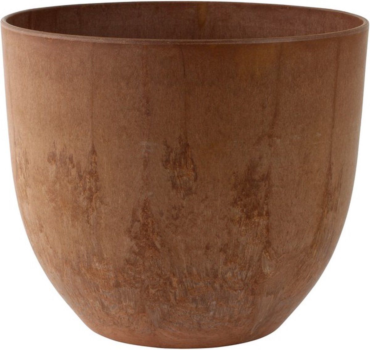 Artstone Bloempot/plantenpot gerecycled kunststof/steenpoeder Terra bruin dia 33 cm en hoogte 29 cm voor binnen/buiten - Met drainagesysteem