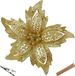 Unyqoos® Set van 10 Gold kerstbloemen – glinsterende kerstboomdecoratie, Ø 19 x H 17 cm, polyethyleen (PE), onbreekbaar, met 10 clips en 10 stelen voor kerstboom, bruiloft en nieuwjaar