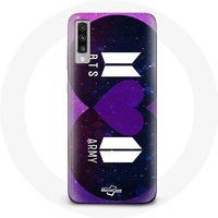 Maniacase Etui voor Samsung Galaxy A50 Bangtan Sonyeondan Logo BTS En Logo ARMY I Purple You