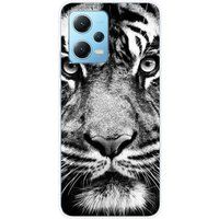 1001 coques Xiaomi Siliconen hoesje compatibel met Xiaomi Redmi Note 12 5G, Xiaomi Poco X5 Tiger wit en zwart