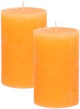 Atmosphera Stompkaars/cilinderkaars - 2x - oranje - 5 x 8 cm