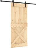 vidaXL Schuifdeur 90 x 210 cm Massief Pine Hout (Onbehandeld)