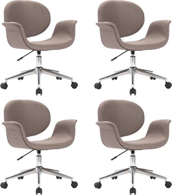 vidaXL Eetkamerstoelen - 4 stuks - Draaibaar - Stof - Taupe