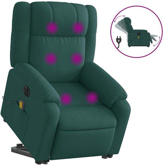vidaXL Sta-op-massagestoel elektrisch verstelbaar stof donkergroen