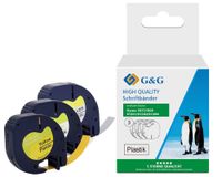 G&G 20892 Ruban d'étiquettes Noir sur Blanc, Noir sur Jaune, Noir sur Argent