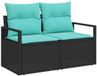 vidaXL Tuinbank Set 2 zitplekken Zwart Polyrattan