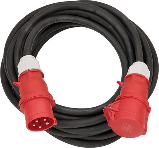 Brennenstuhl CEE Kabel IP44 (Verlengkabel 25 m, H07RN-F 5G6,0 5-polig met CEE stekker en koppeling, voor buiten IP44, Made in Germany) zwart