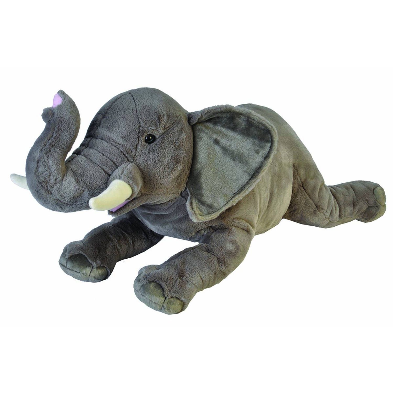Wild Republic Knuffel Olifant Junior 76 Cm Pluche Grijs/wit